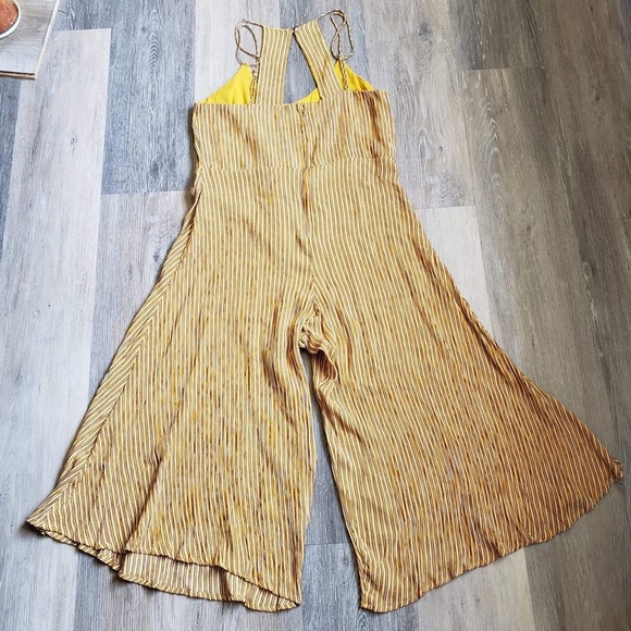 Paris Mustard Yellow Striped Culotte Jumpsuit - Picture 7 of 16